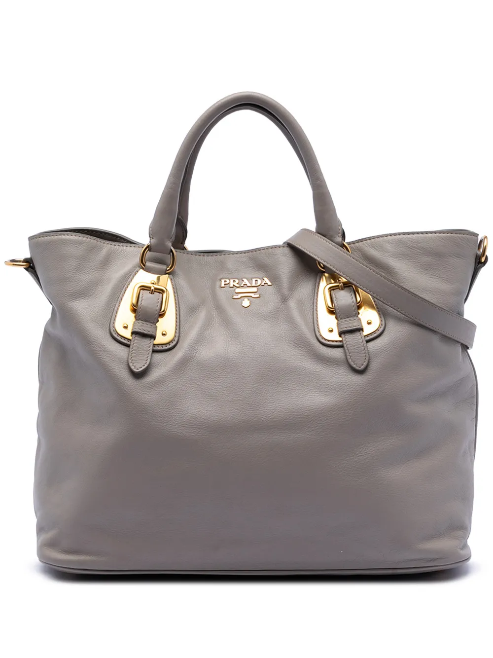 Prada Pre-Owned 2000-2025 Soft Calfskin Open Convertible Shopping Tote satchel - Grigio