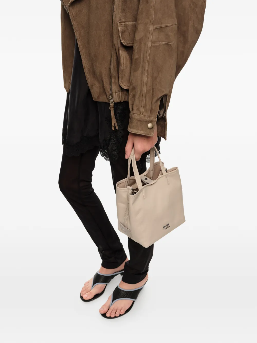Bimba y Lola Medium shopper met logodetail Beige