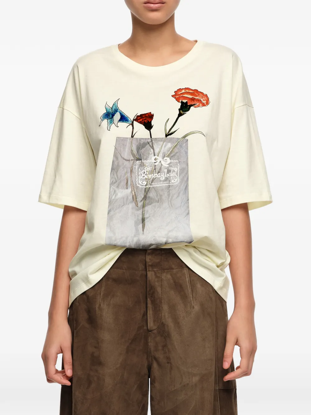 BIMBA Y LOLA T-shirt met bloemenprint Beige