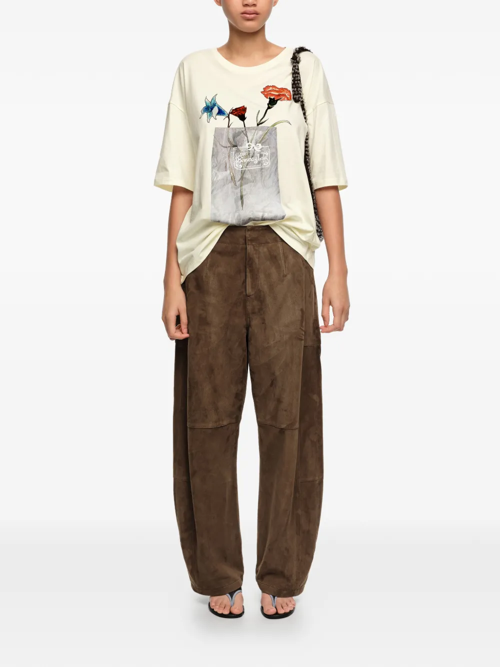 BIMBA Y LOLA T-shirt met bloemenprint Beige
