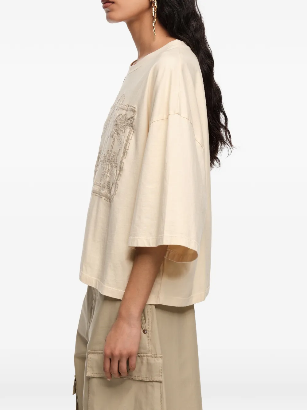 Bimba y Lola T-shirt met grafische print Beige
