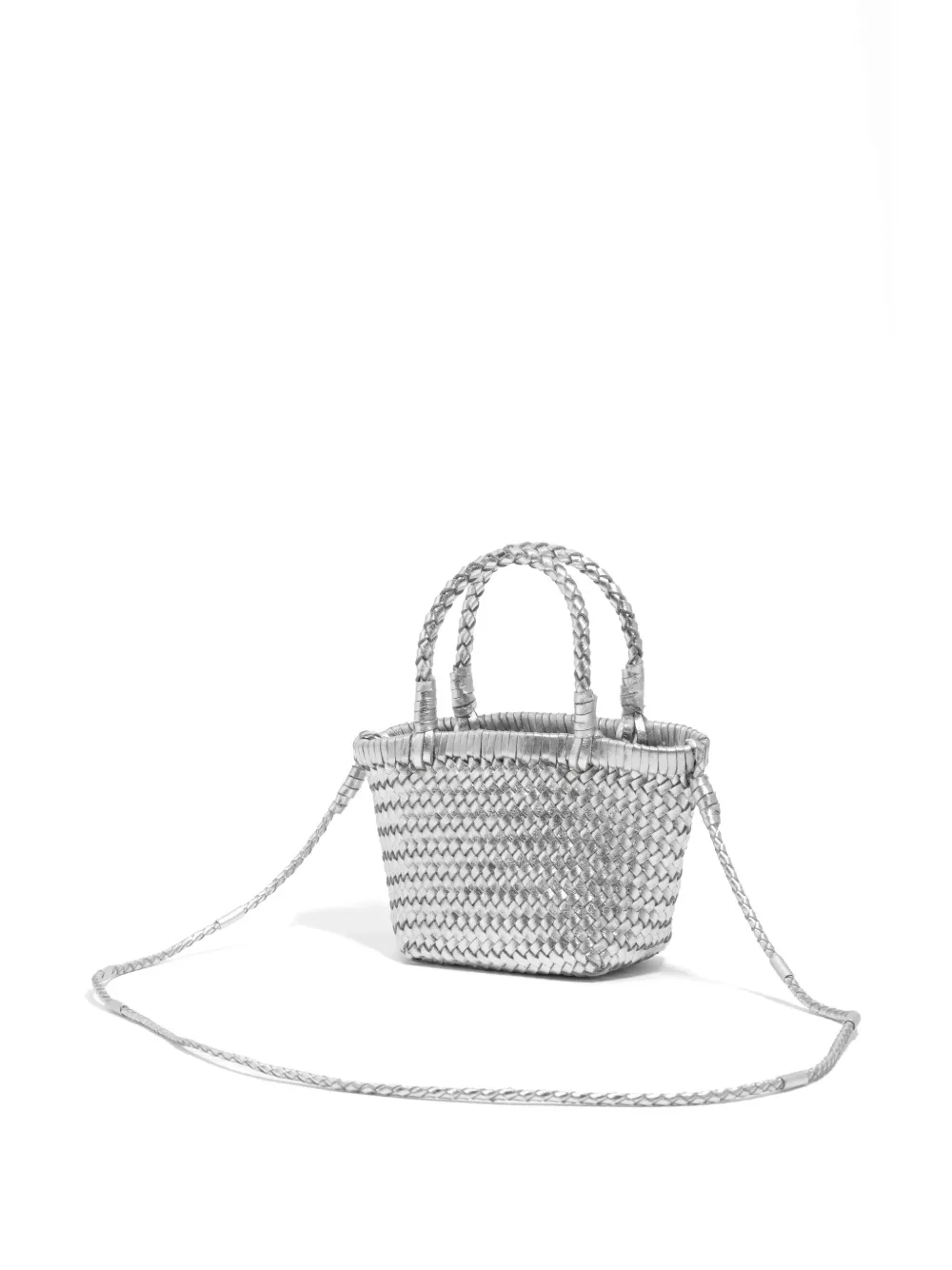 BIMBA Y LOLA Geweven leren shopper met handgrepen Zilver