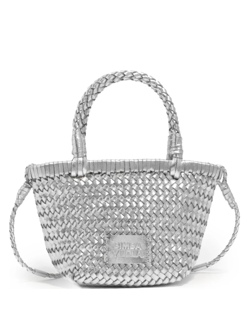 BIMBA Y LOLA Geweven leren shopper met handgrepen Zilver