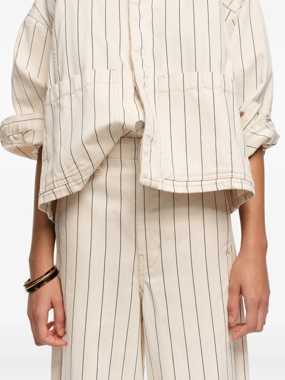 Wide-Leg Striped Trousers