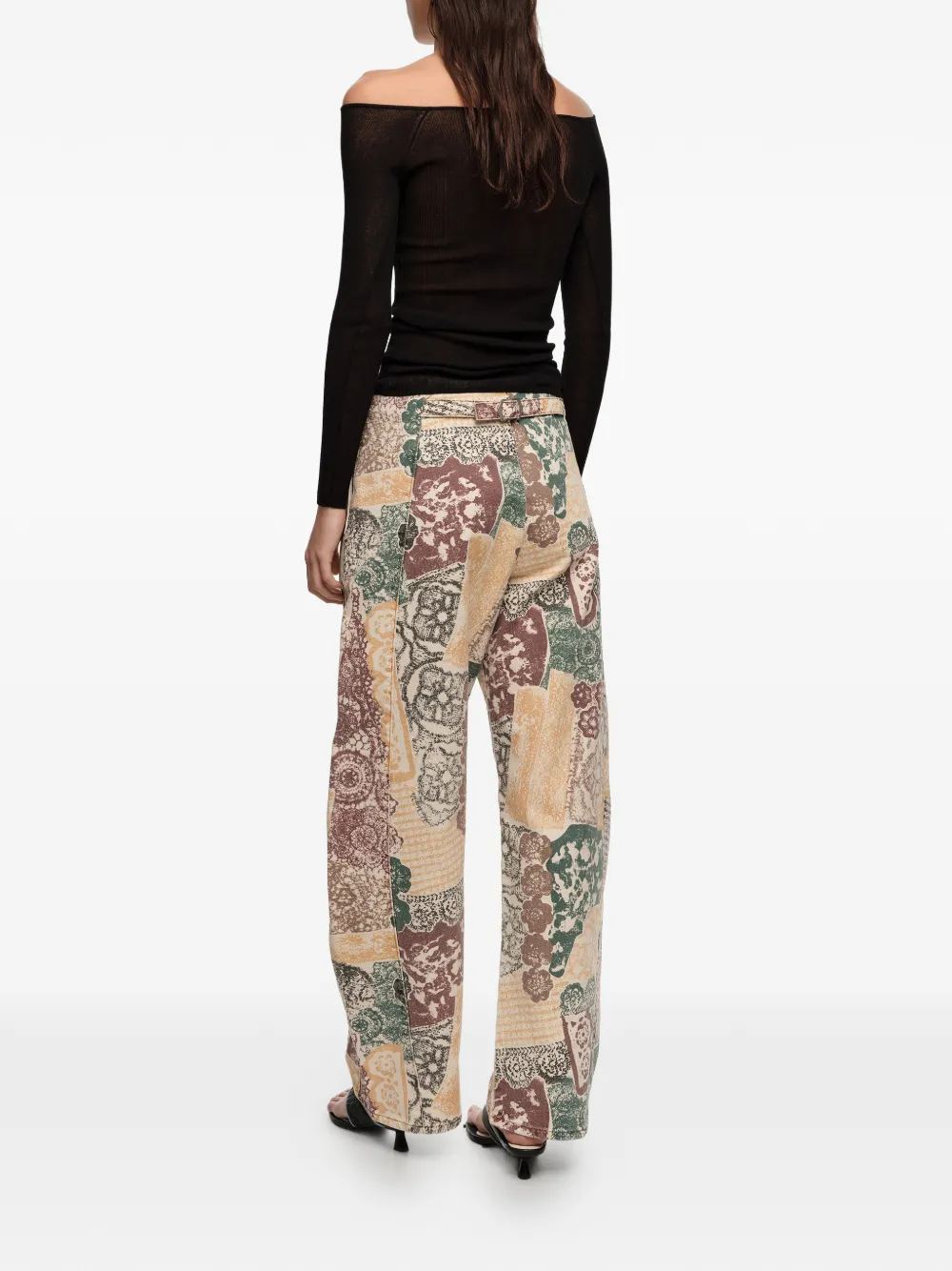 Bimba y Lola Barrel broek met grafische print Beige