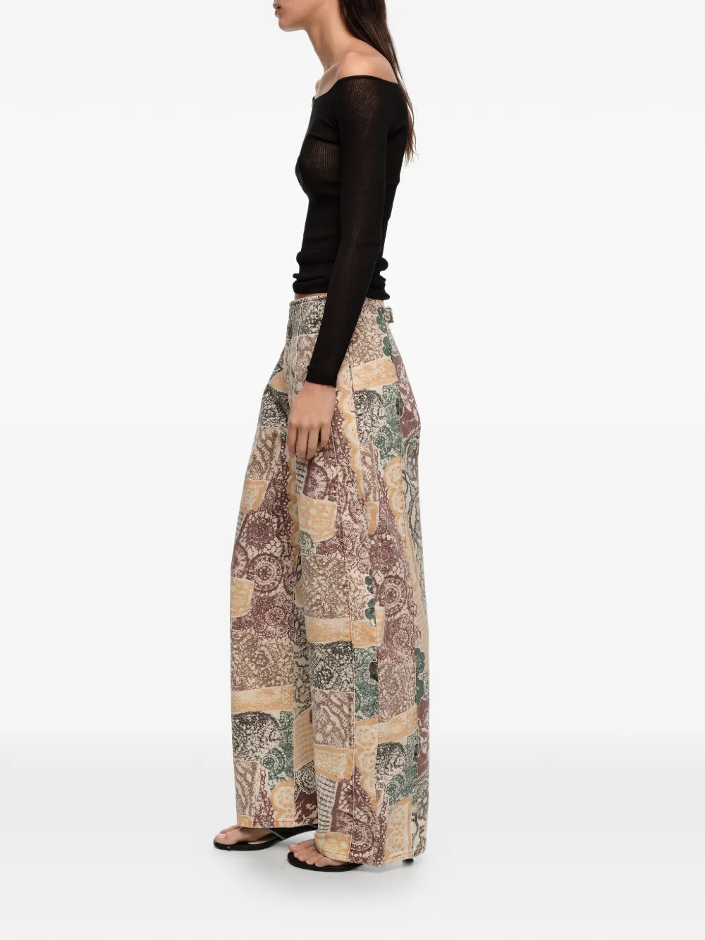 Bimba y Lola Barrel broek met grafische print Beige