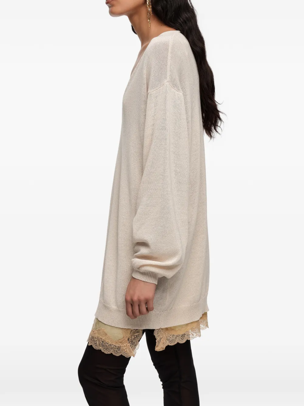 V-Neck Balloon-Sleeved Top