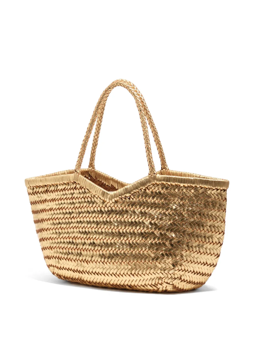 Woven Top-Handles Large Leather Tote Bag