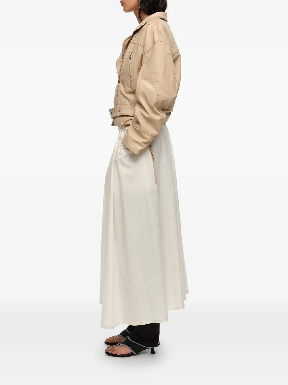  Bimba Y Lola Buttoned Cotton Midi Skirt - White 