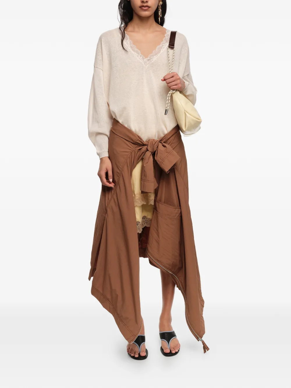 Lace-Trim V-Neck Top