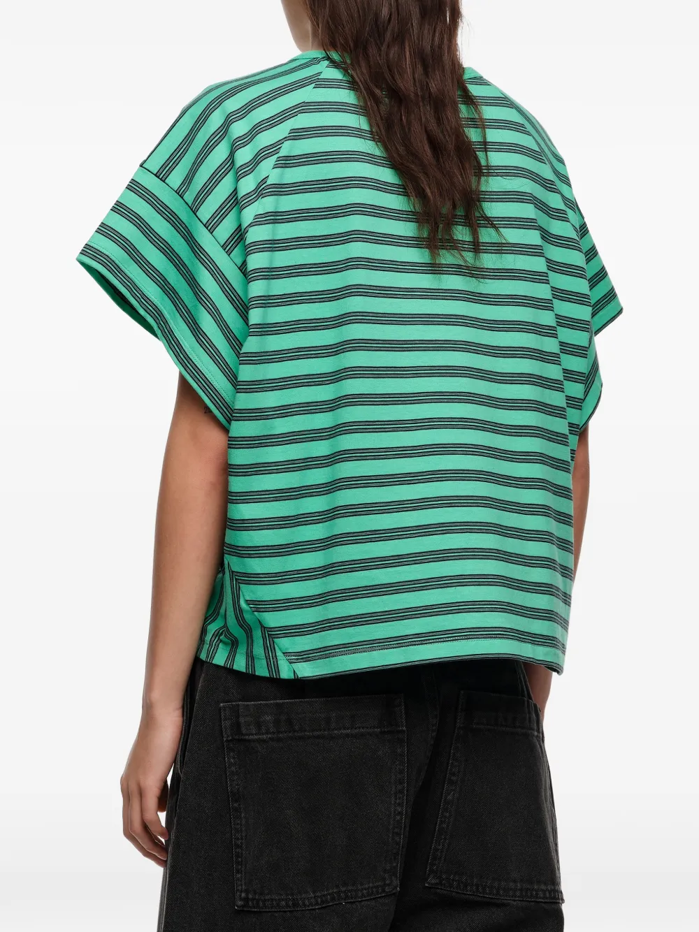 Bimba y Lola Gestreept T-shirt met borduurwerk Groen