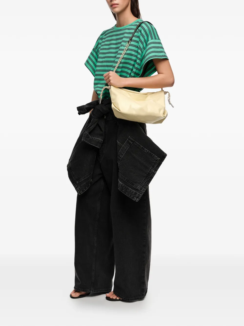 Bimba y Lola Gestreept T-shirt met borduurwerk Groen