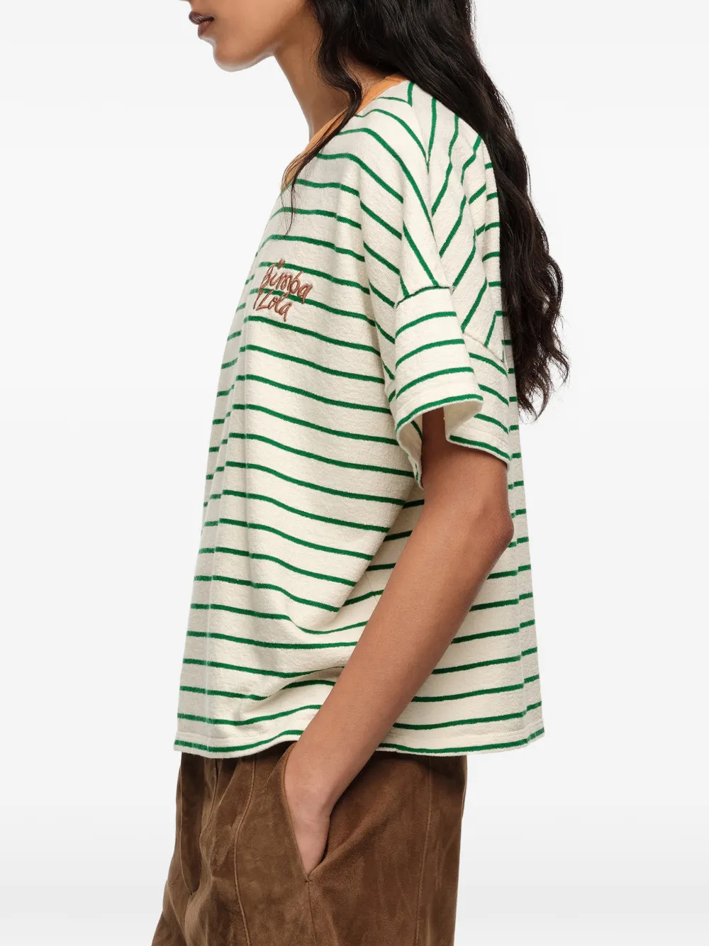 BIMBA Y LOLA Gestreept T-shirt met contrasterende afwerking Groen