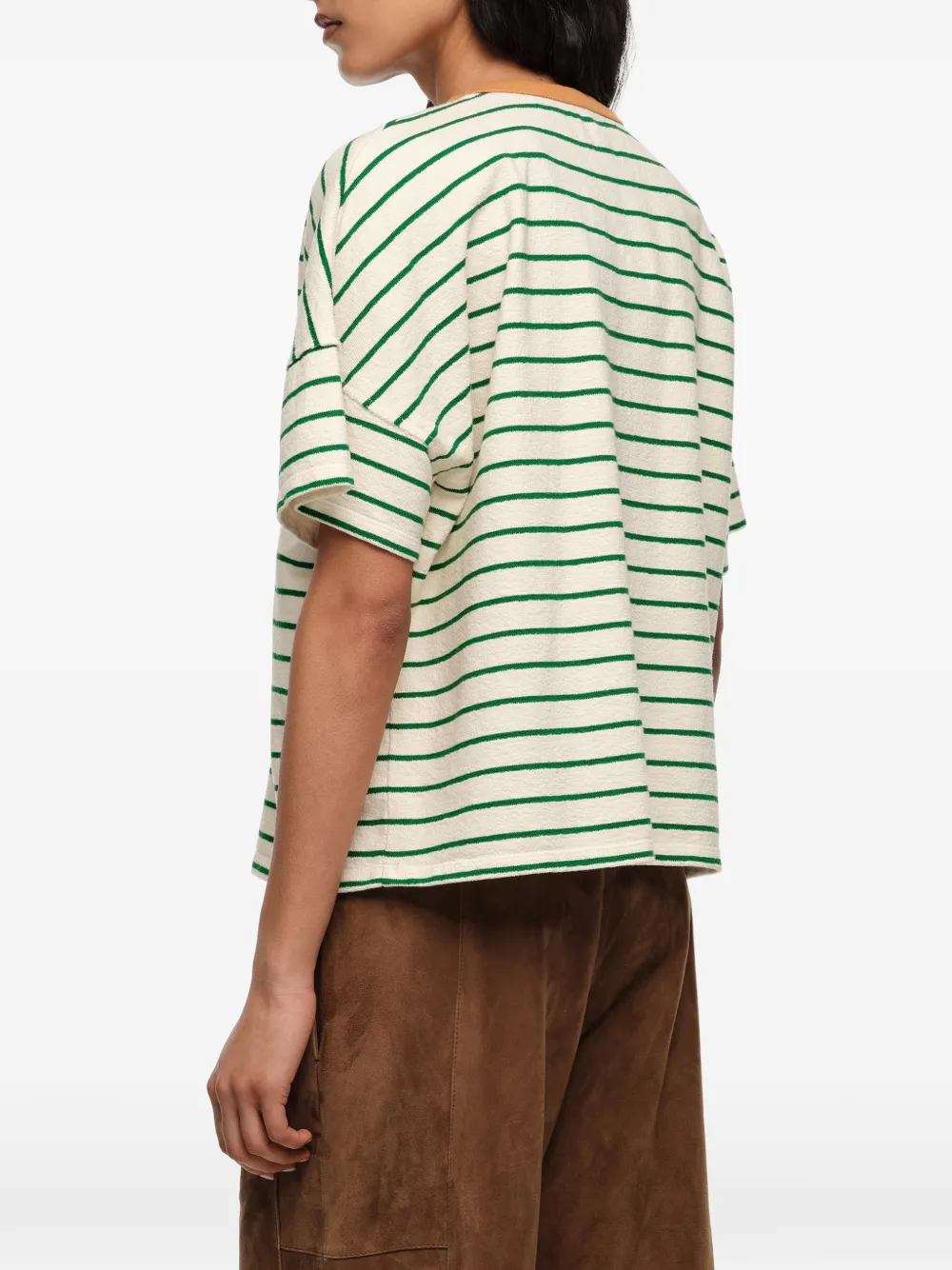 BIMBA Y LOLA Gestreept T-shirt met contrasterende afwerking Groen