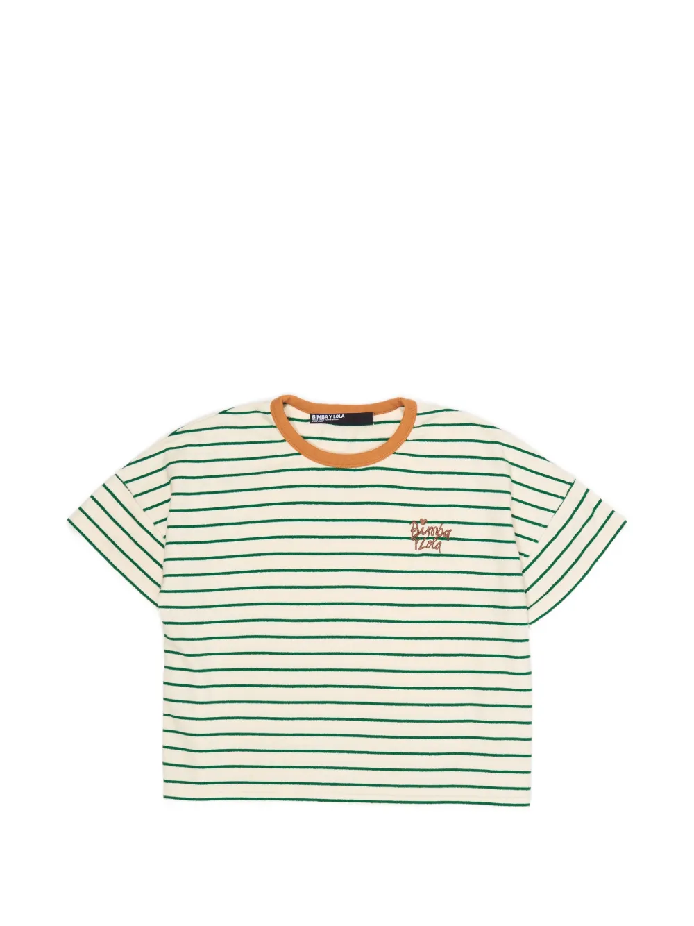 Bimba y Lola T-shirt a righe con ricamo - Verde