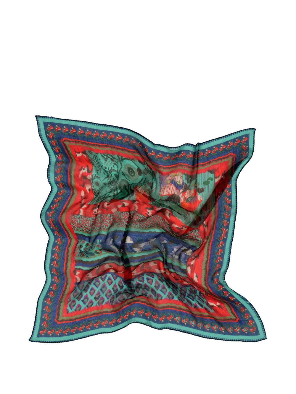 Ikat Floral-Striped Scarf