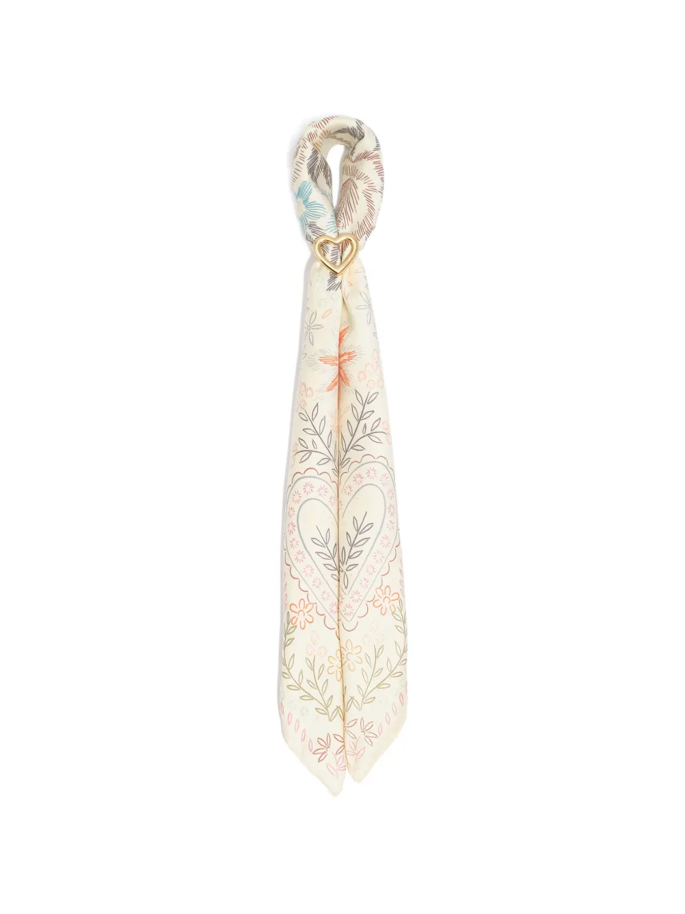 Floral-Print Scarf With Charm