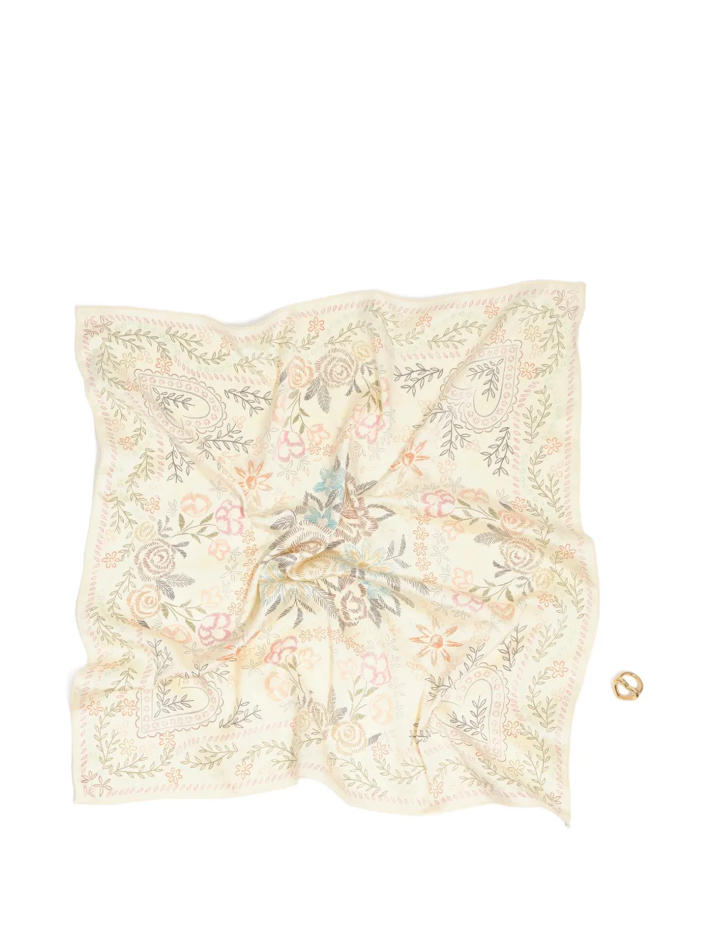 Floral-Print Scarf With Charm