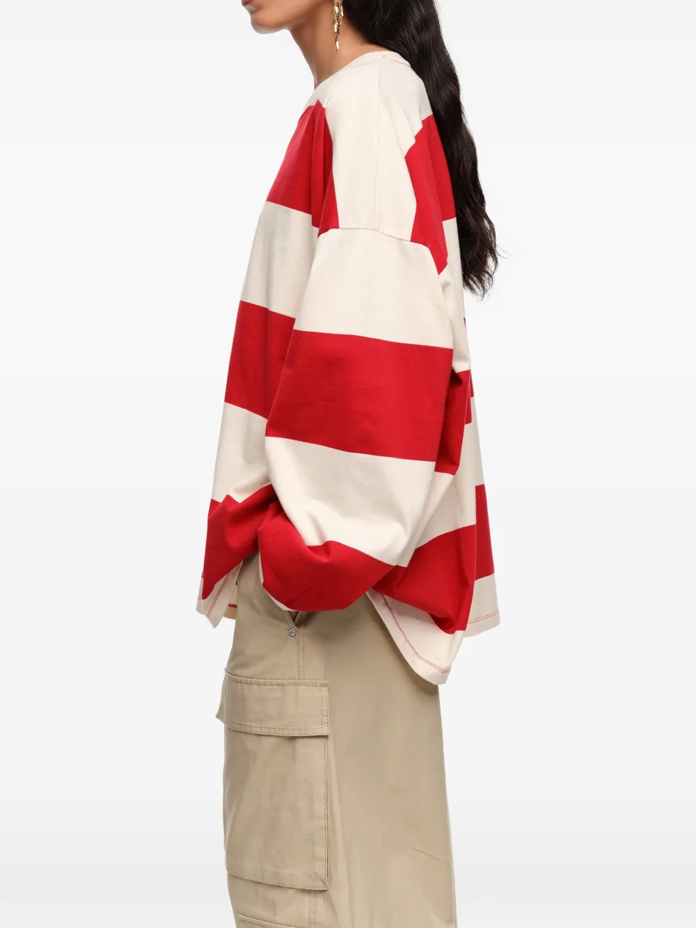 Bimba y Lola Gestreept T-shirt met ballonmouwen Rood