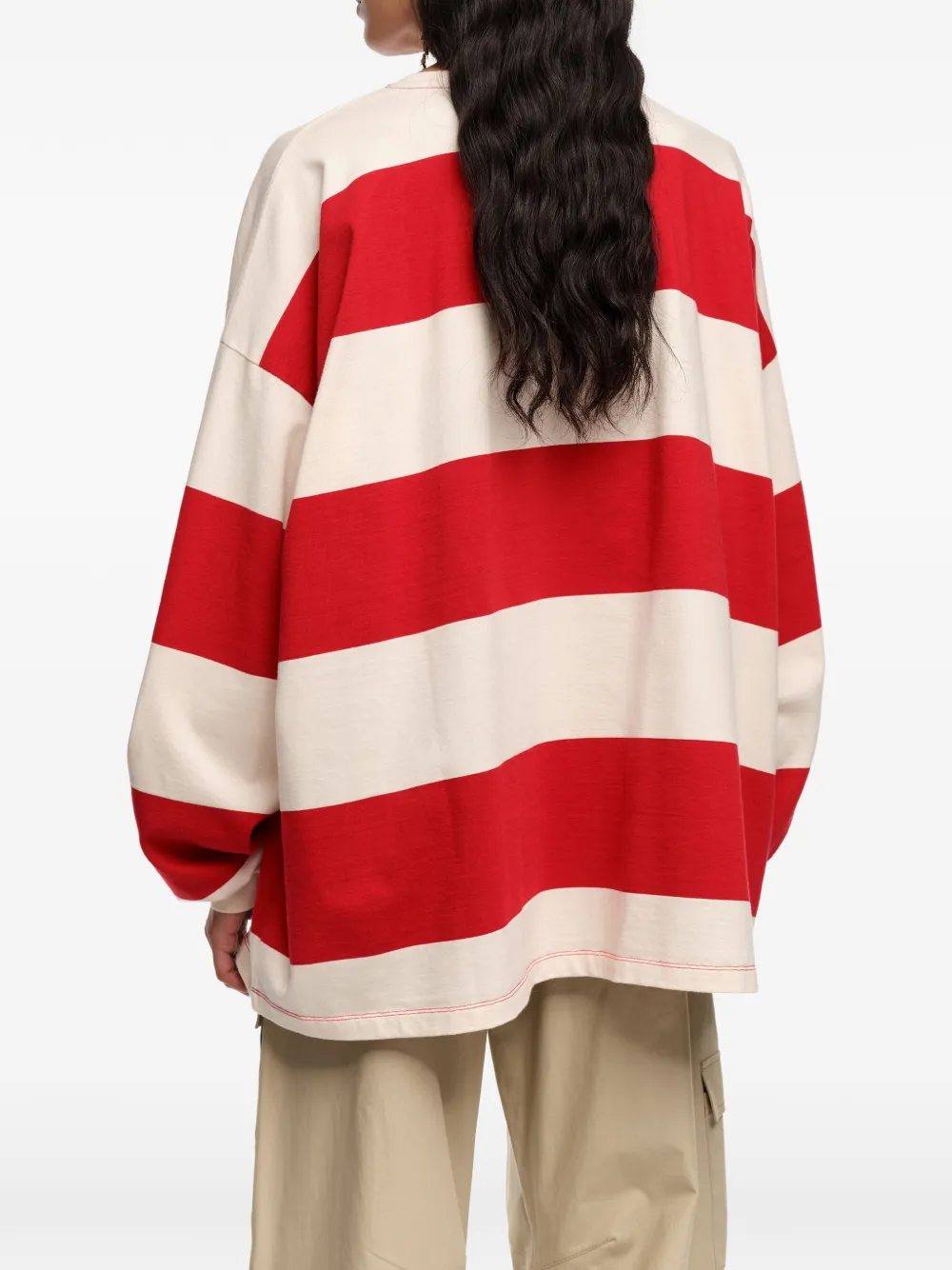 Bimba y Lola Gestreept T-shirt met ballonmouwen Rood