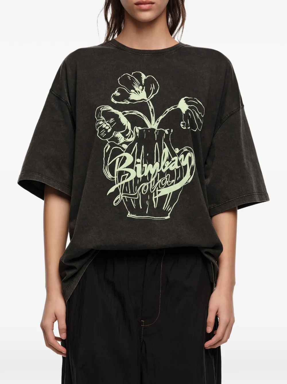 Bimba y Lola T-shirt met bloemenprint Zwart