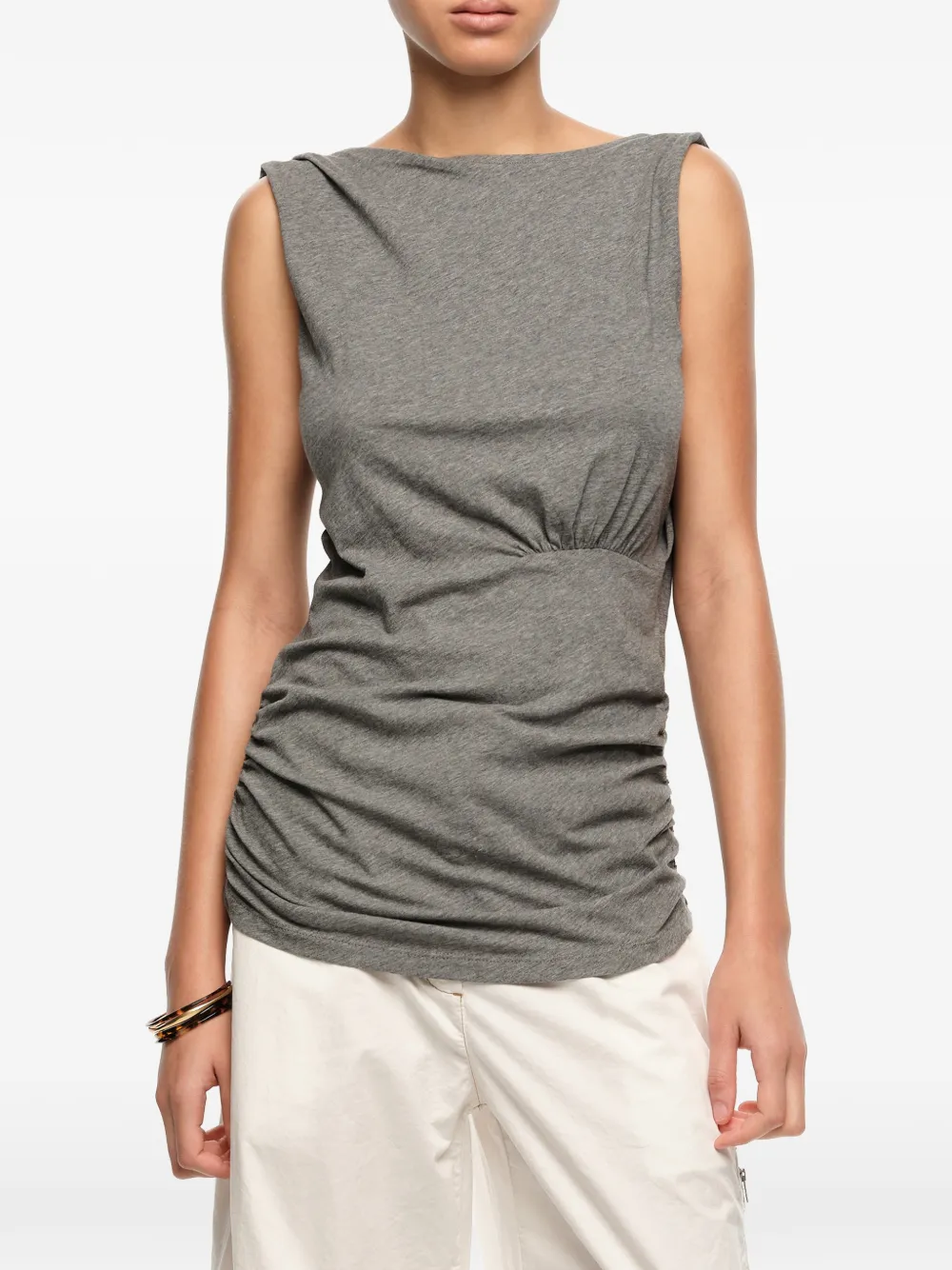  Bimba Y Lola Backless Ruched Tank Top - Grey 