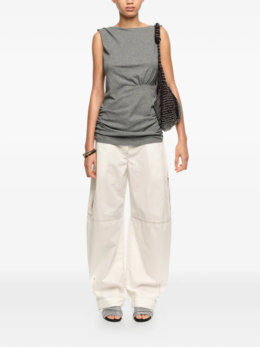  Bimba Y Lola Backless Ruched Tank Top - Grey 
