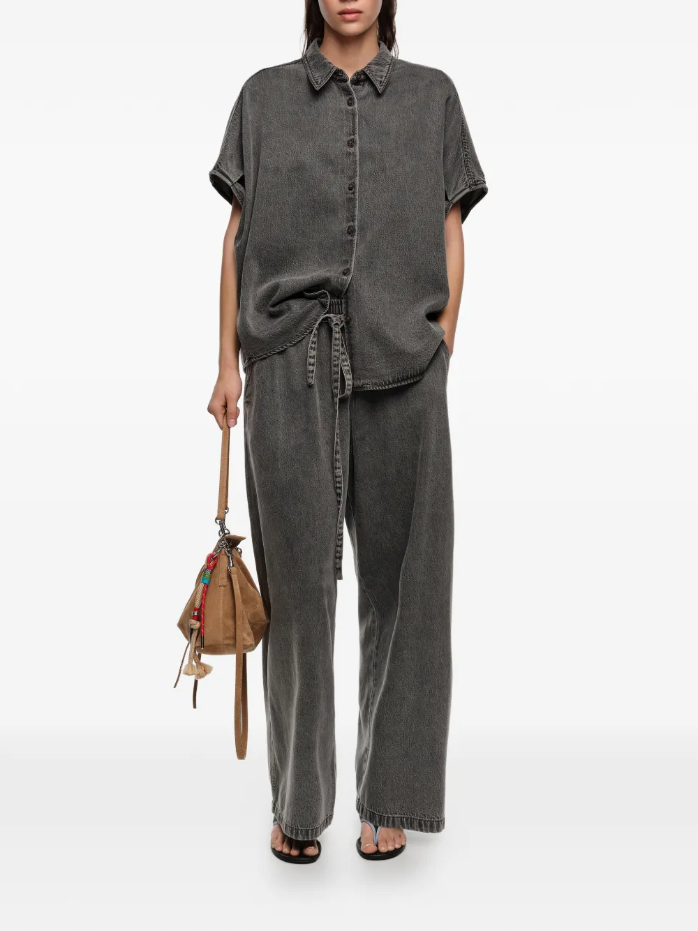  Bimba Y Lola Wide-leg Drawstring Trousers - Black 