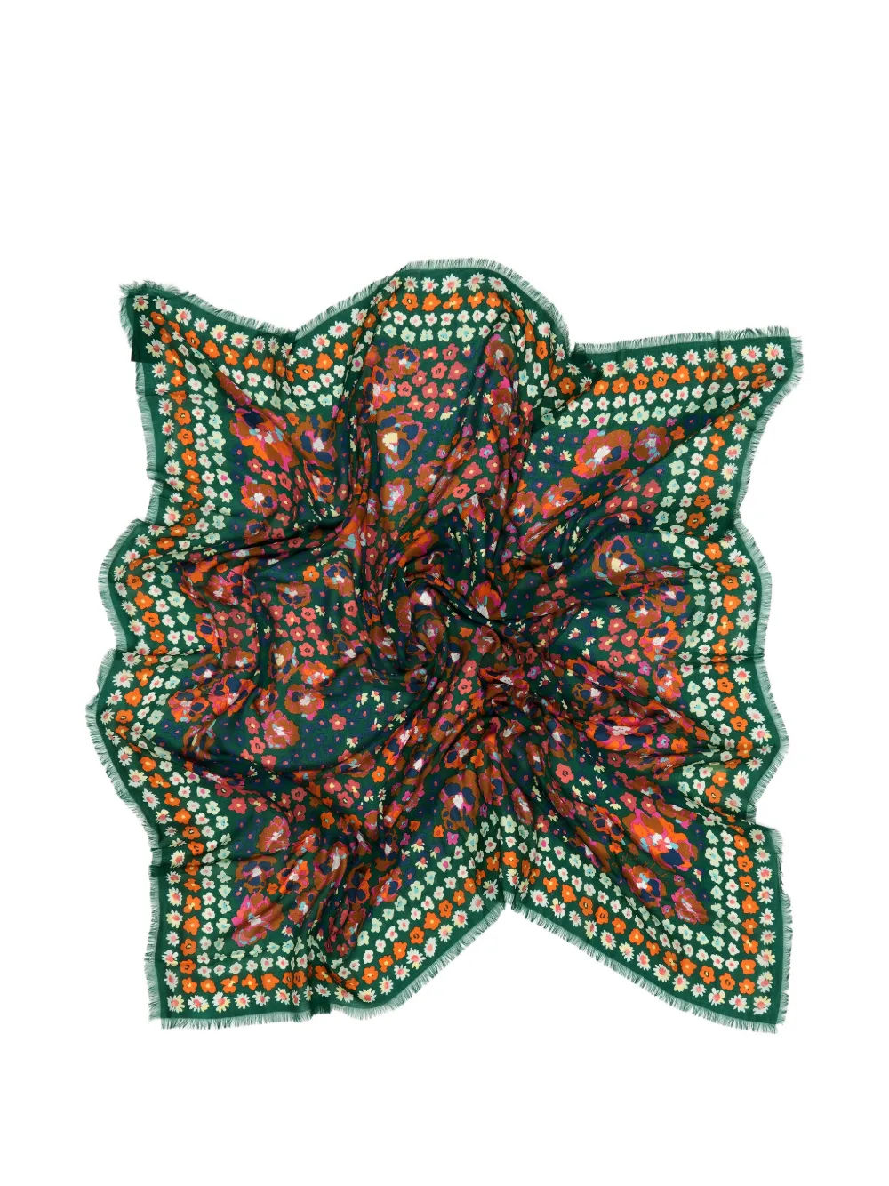 BIMBA Y LOLA Sjaal met franje en bloemenprint Groen