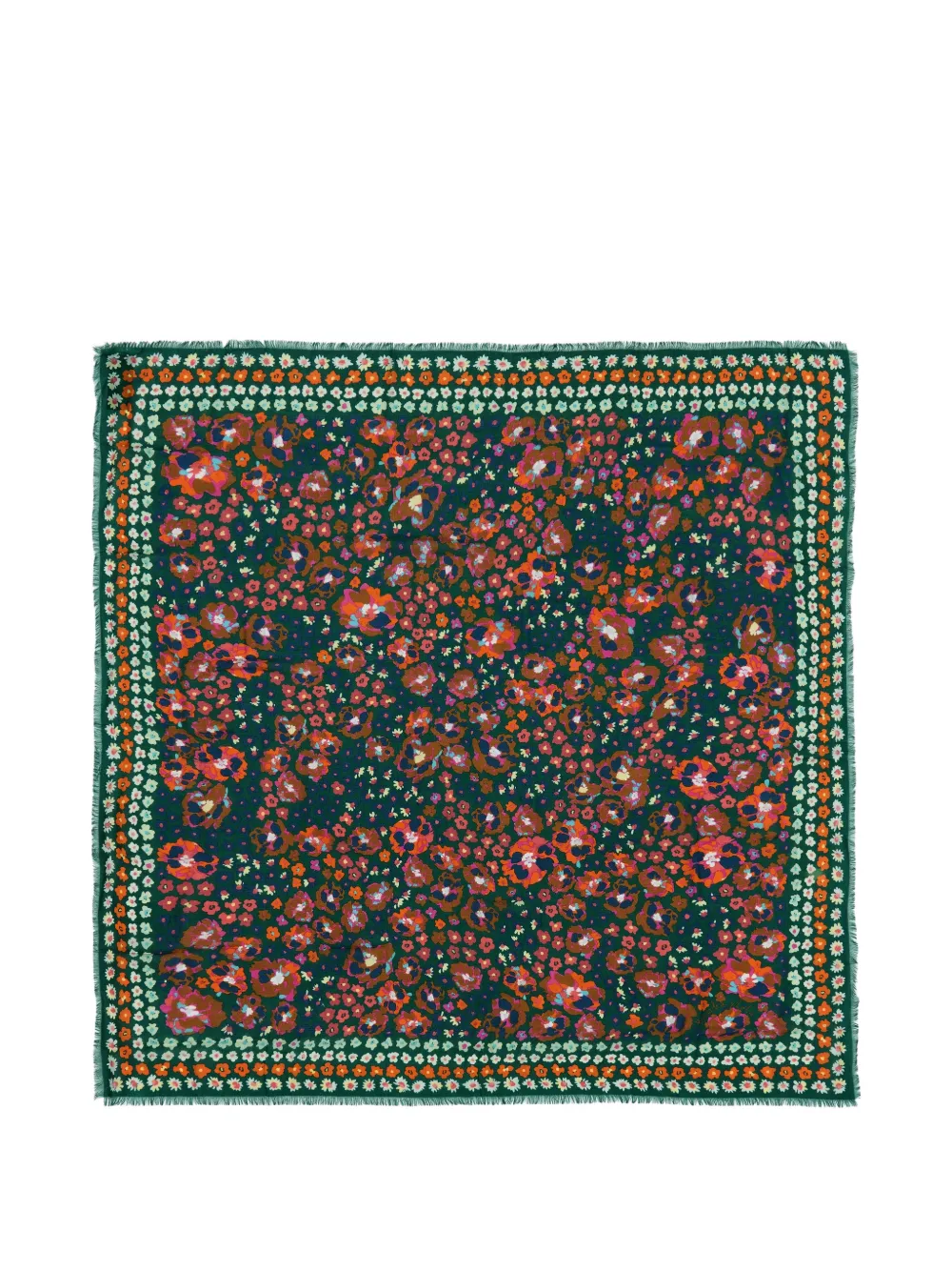 Bimba y Lola Sciarpa a fiori con frange - Verde