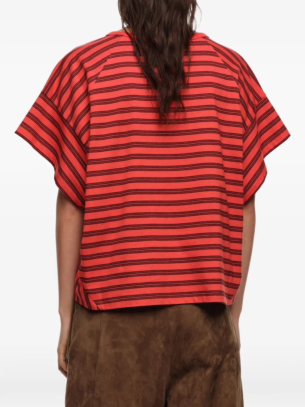 Bimba y Lola Gestreept T-shirt met borduurwerk Rood