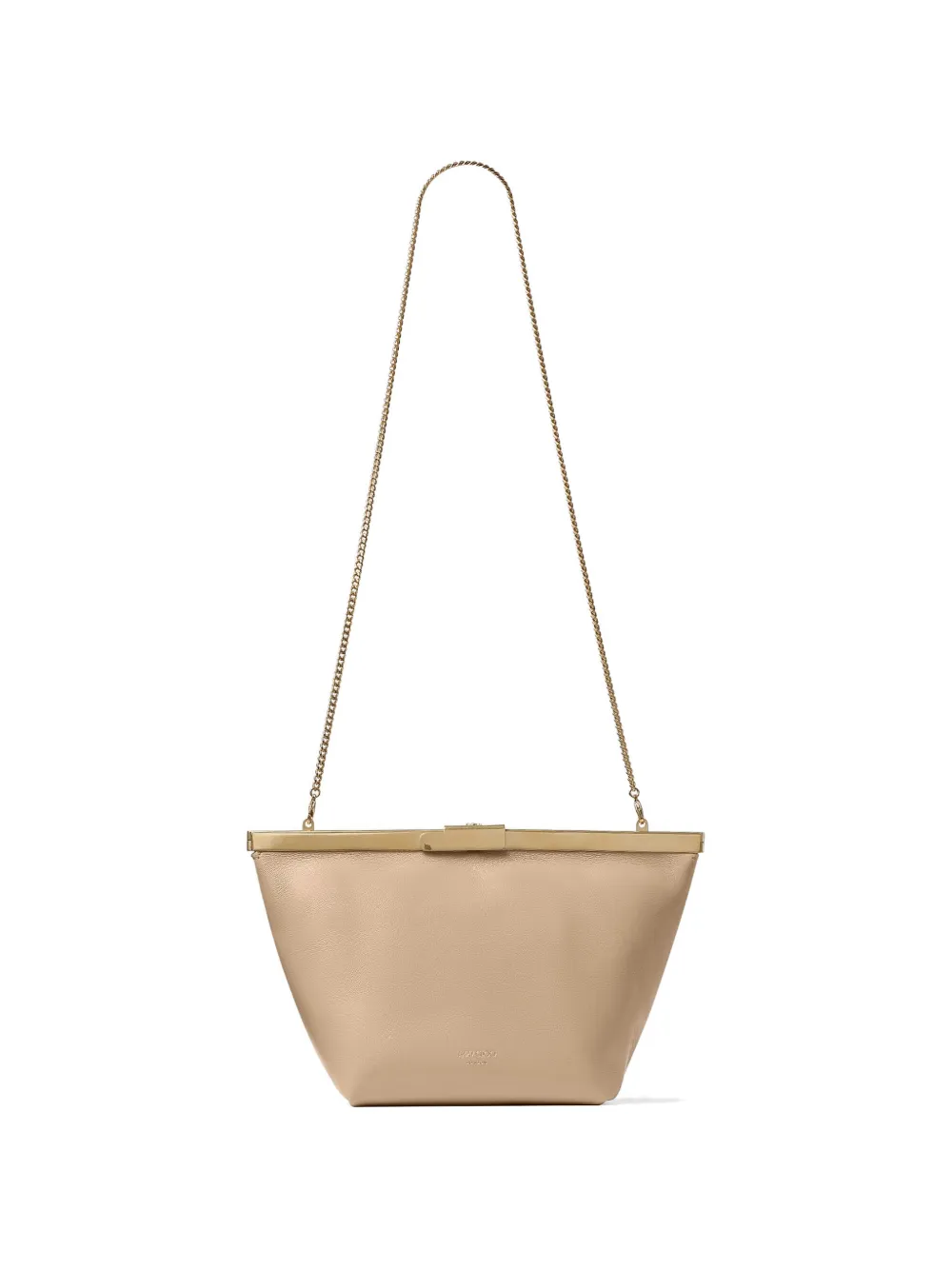 Jimmy Choo Ganache clutch met ketting Beige