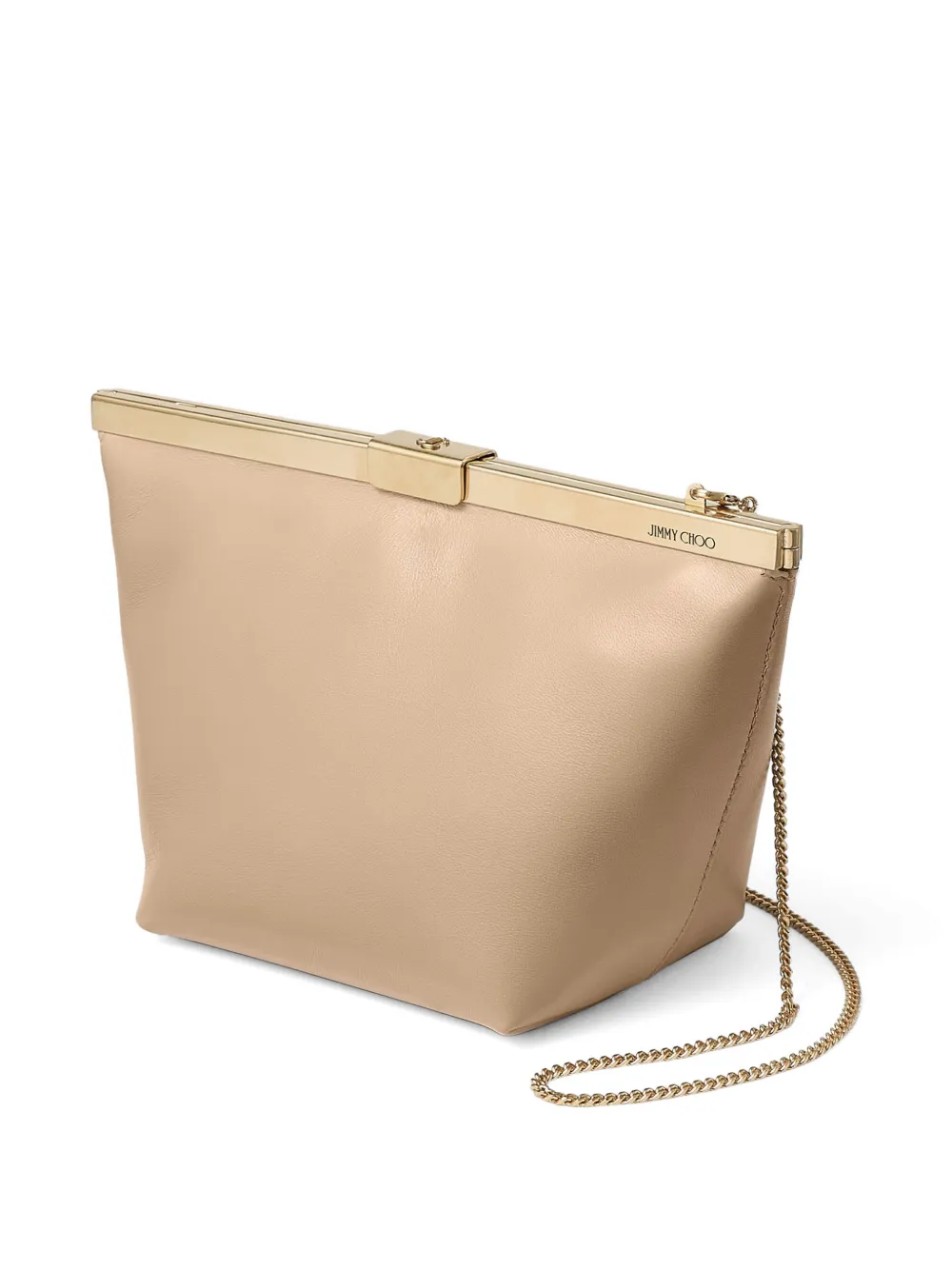Jimmy Choo Ganache clutch met ketting Beige