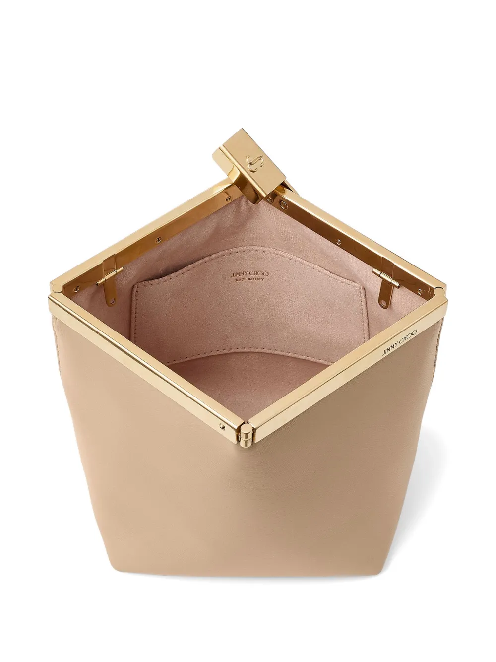 Jimmy Choo Ganache clutch met ketting Beige