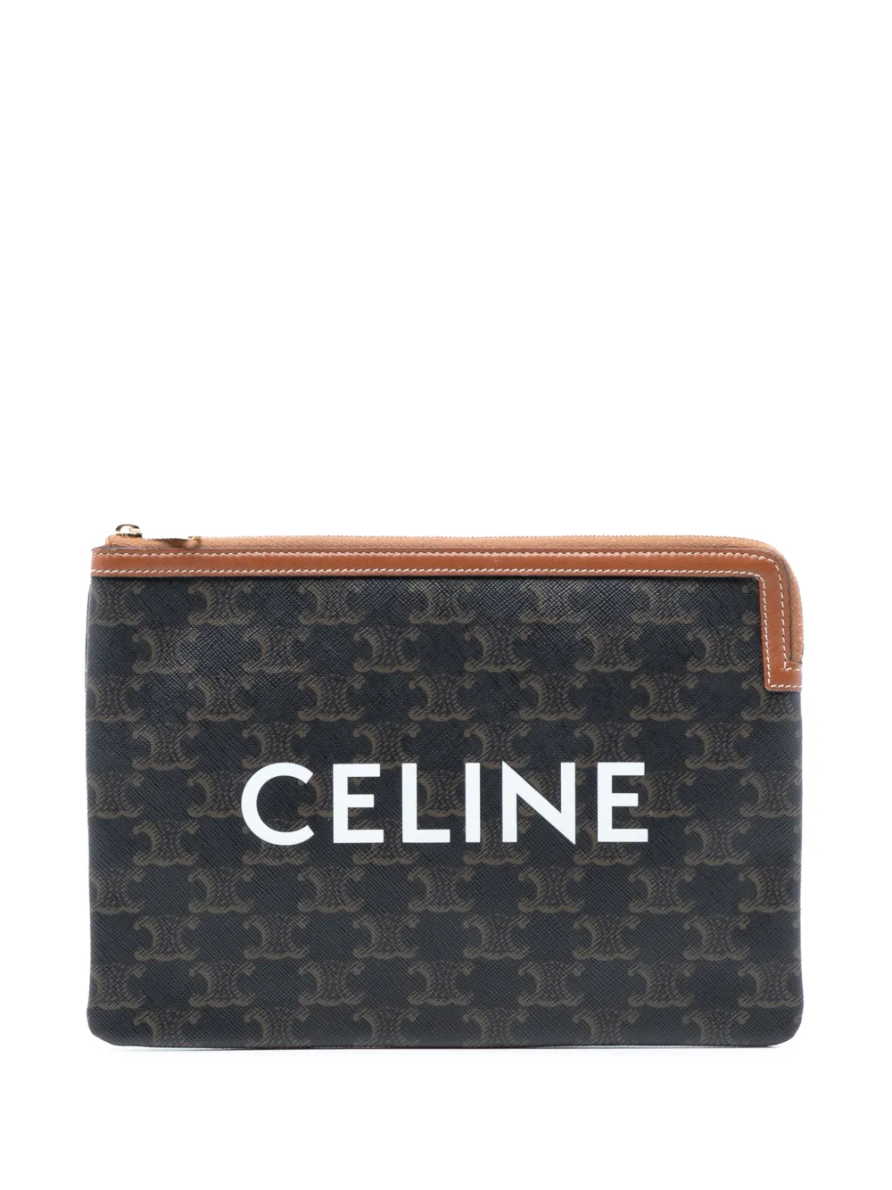 Celine Pre-Owned 2000-2025 Small Triomphe Coated Canvas clutch bag - Marrone