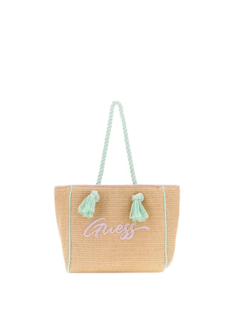 guess kids logo-embroidered tote bag