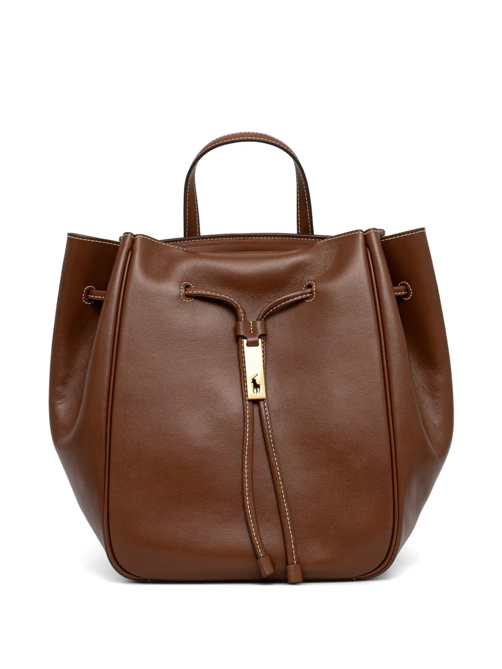 Polo Ralph Lauren drawstring leather backpack - Marrone