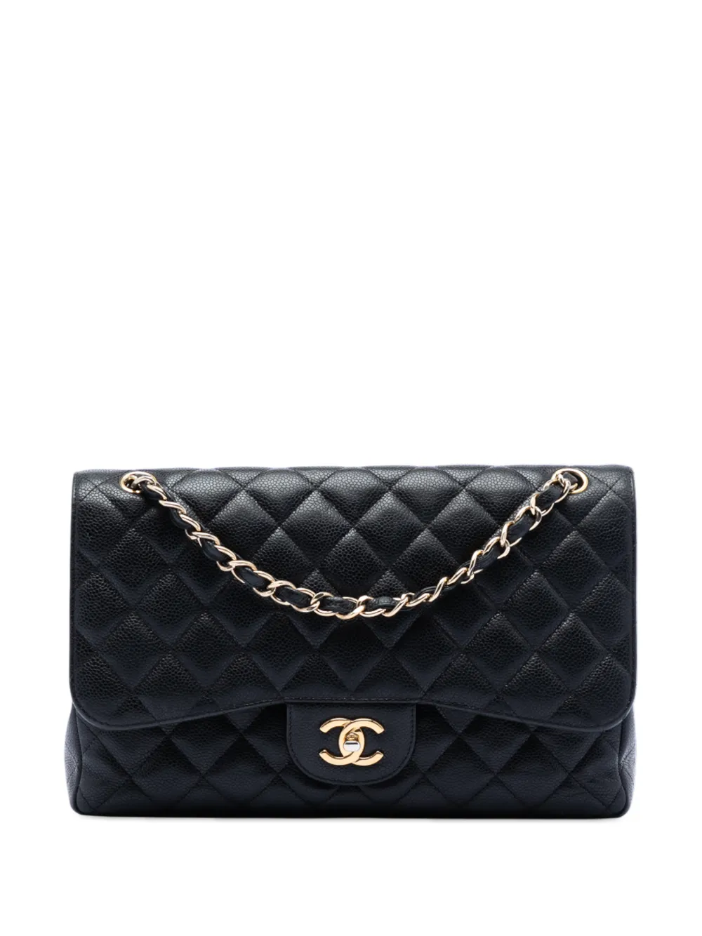 CHANEL Pre-Owned 2013-2014 Jumbo Classic Caviar Double Flap shoulder bag - Nero