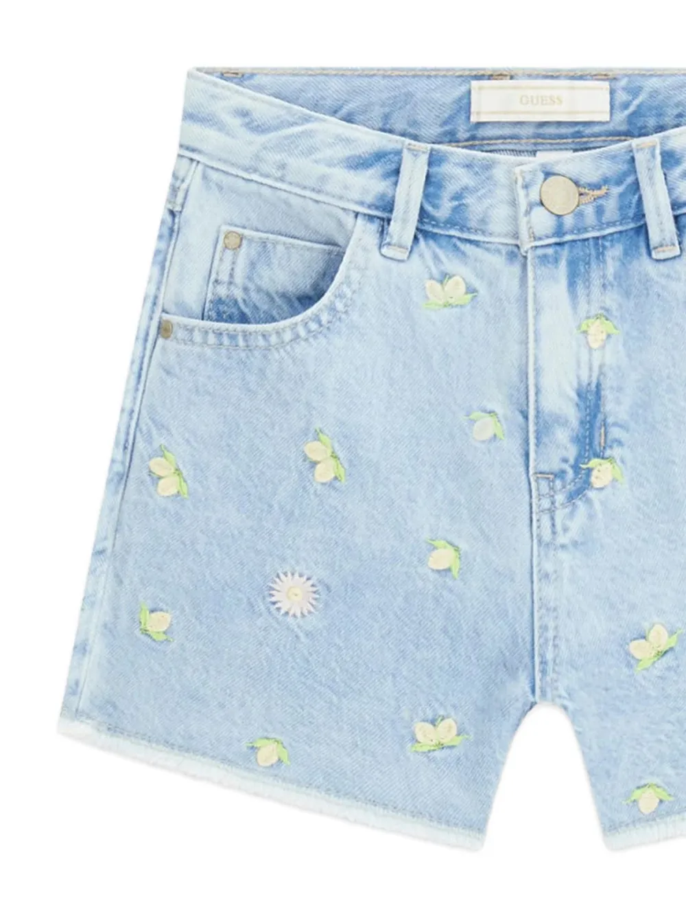 guess kids Spijkershorts met geborduurde bloemen Blauw