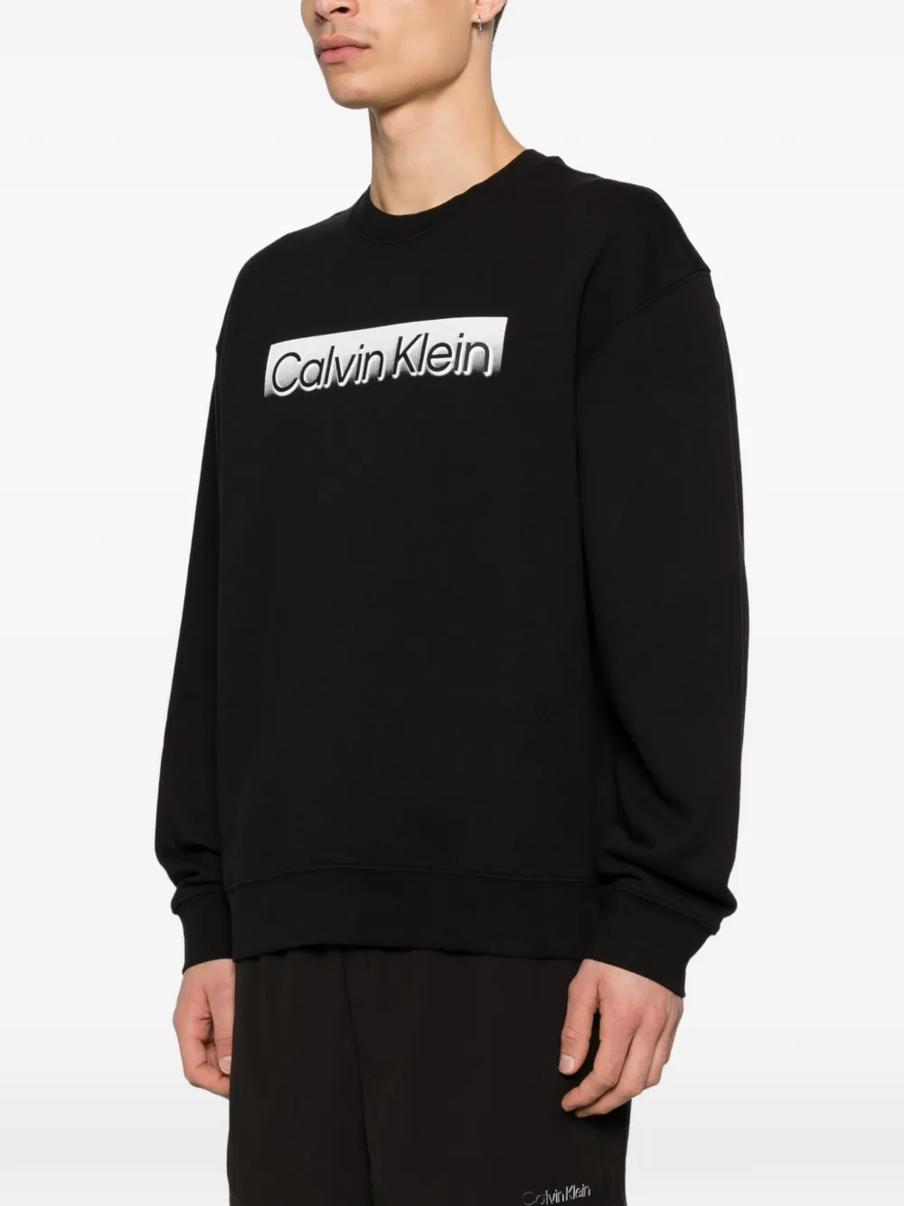Calvin Klein Trui met ronde hals en logo Zwart