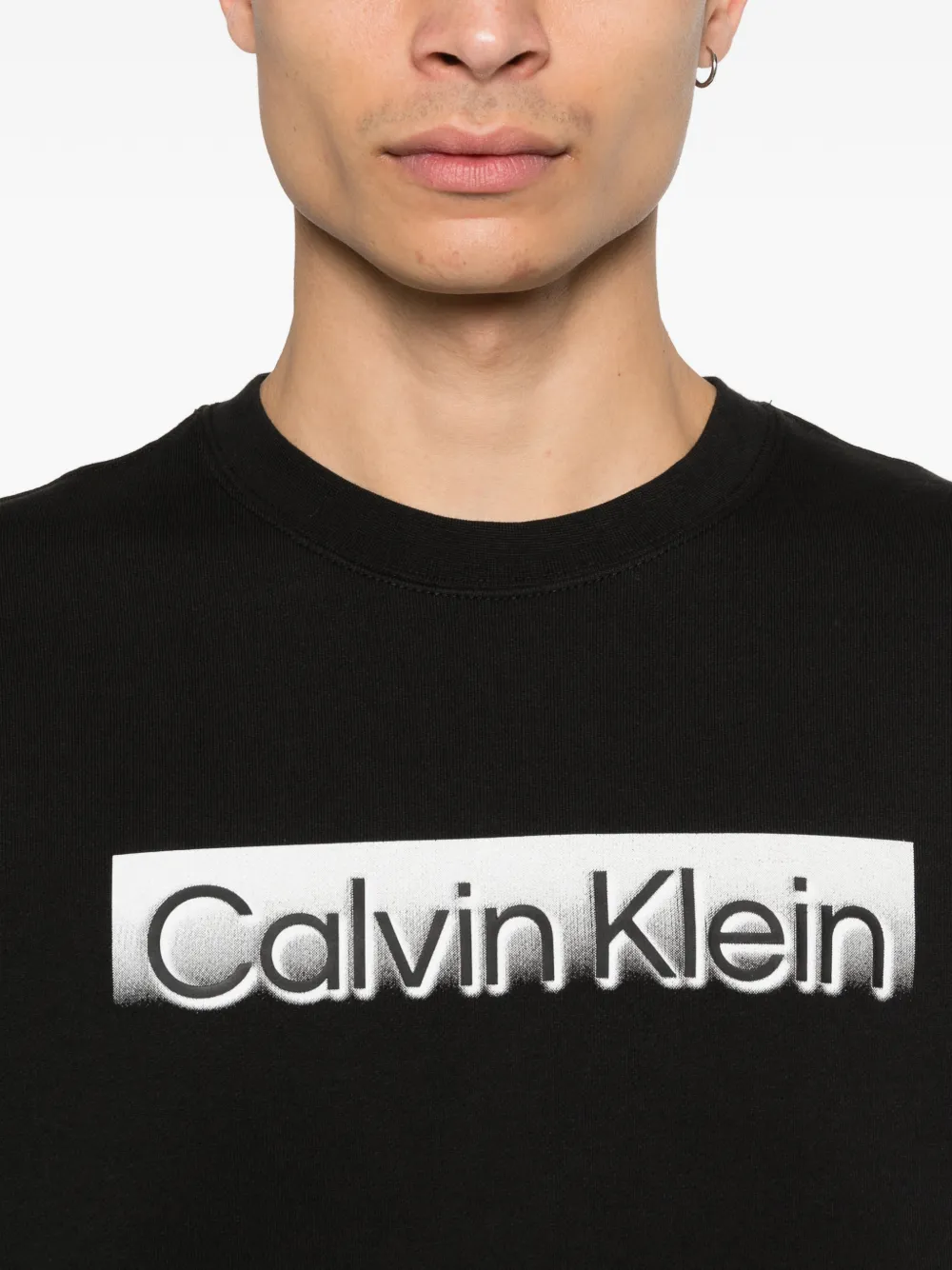 Calvin Klein Trui met ronde hals en logo Zwart