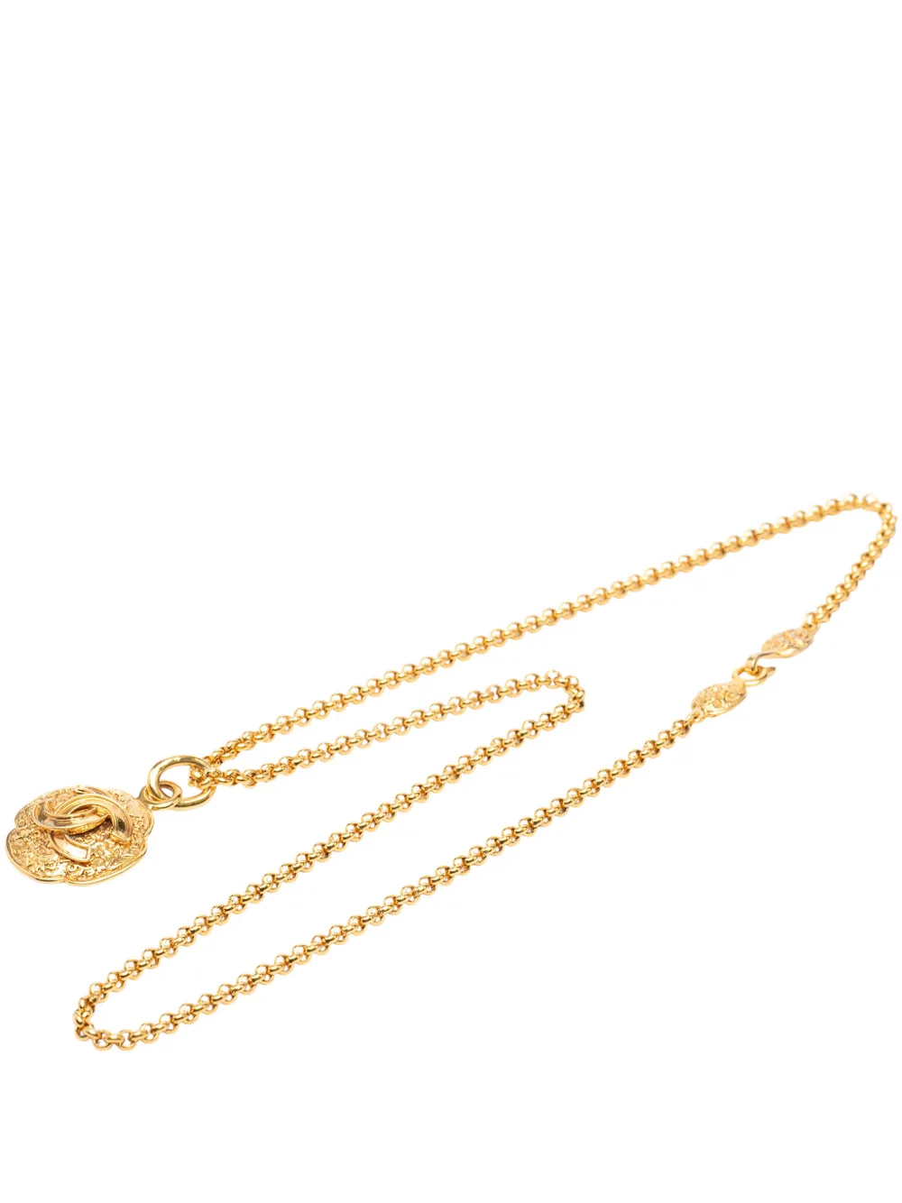 CHANEL Pre-Owned Collana placcata oro con pendente CC Medallion 1995