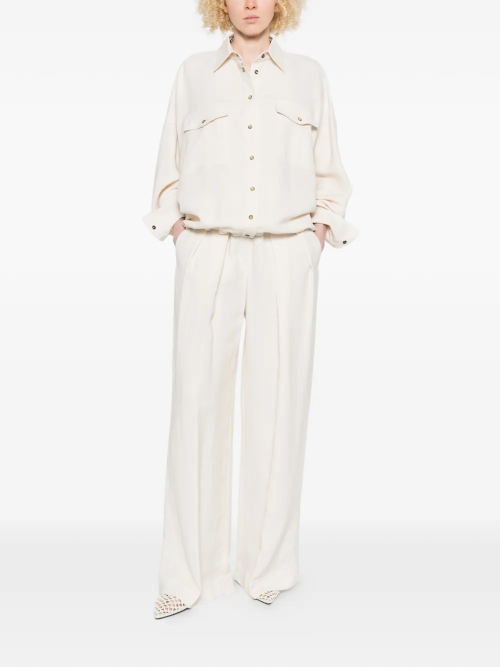  Brunello Cucinelli Flap-pocket Drawstring Shirt - Neutrals 