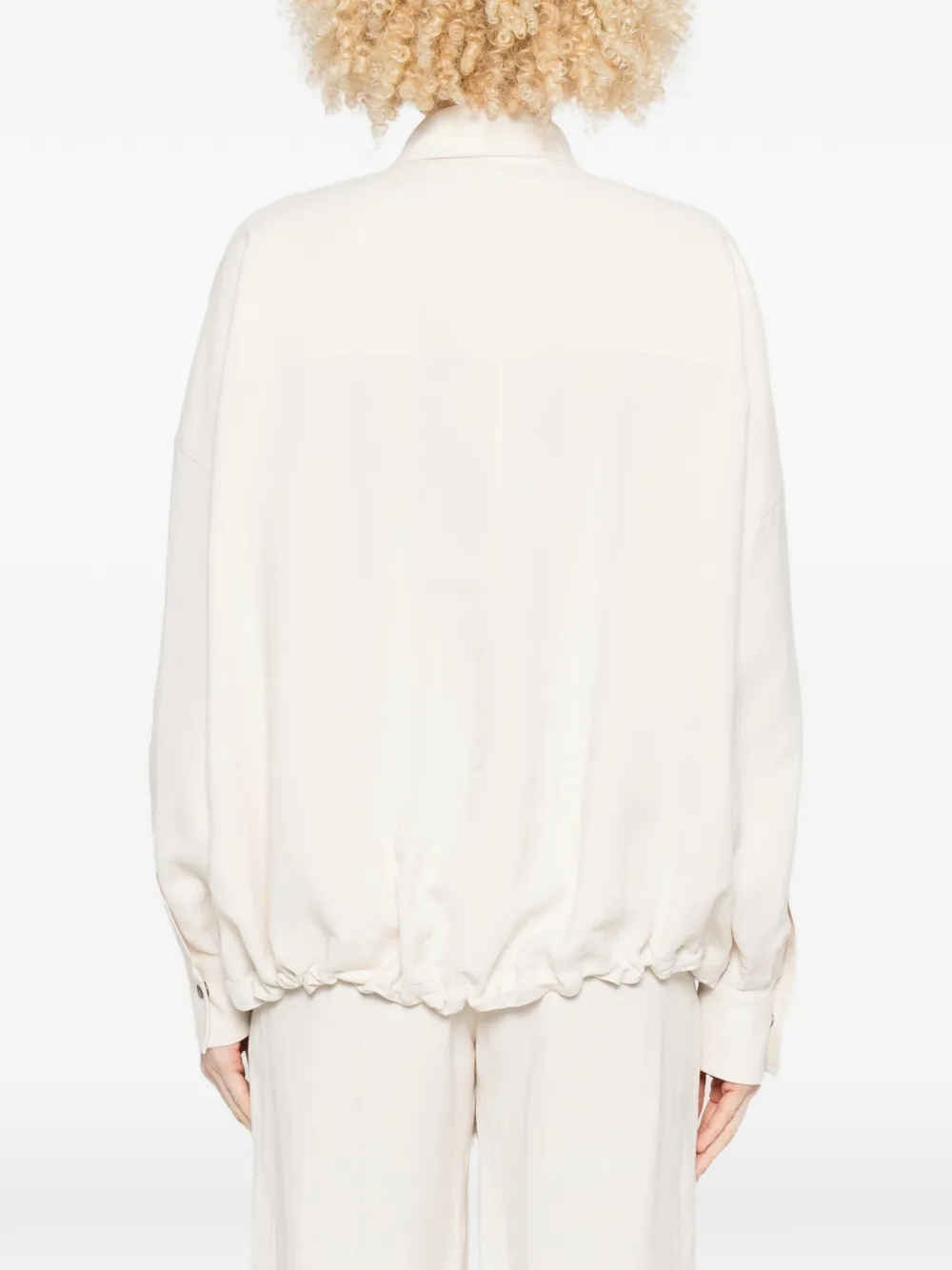 Brunello Cucinelli Blouse met klepzak en trekkoord Beige