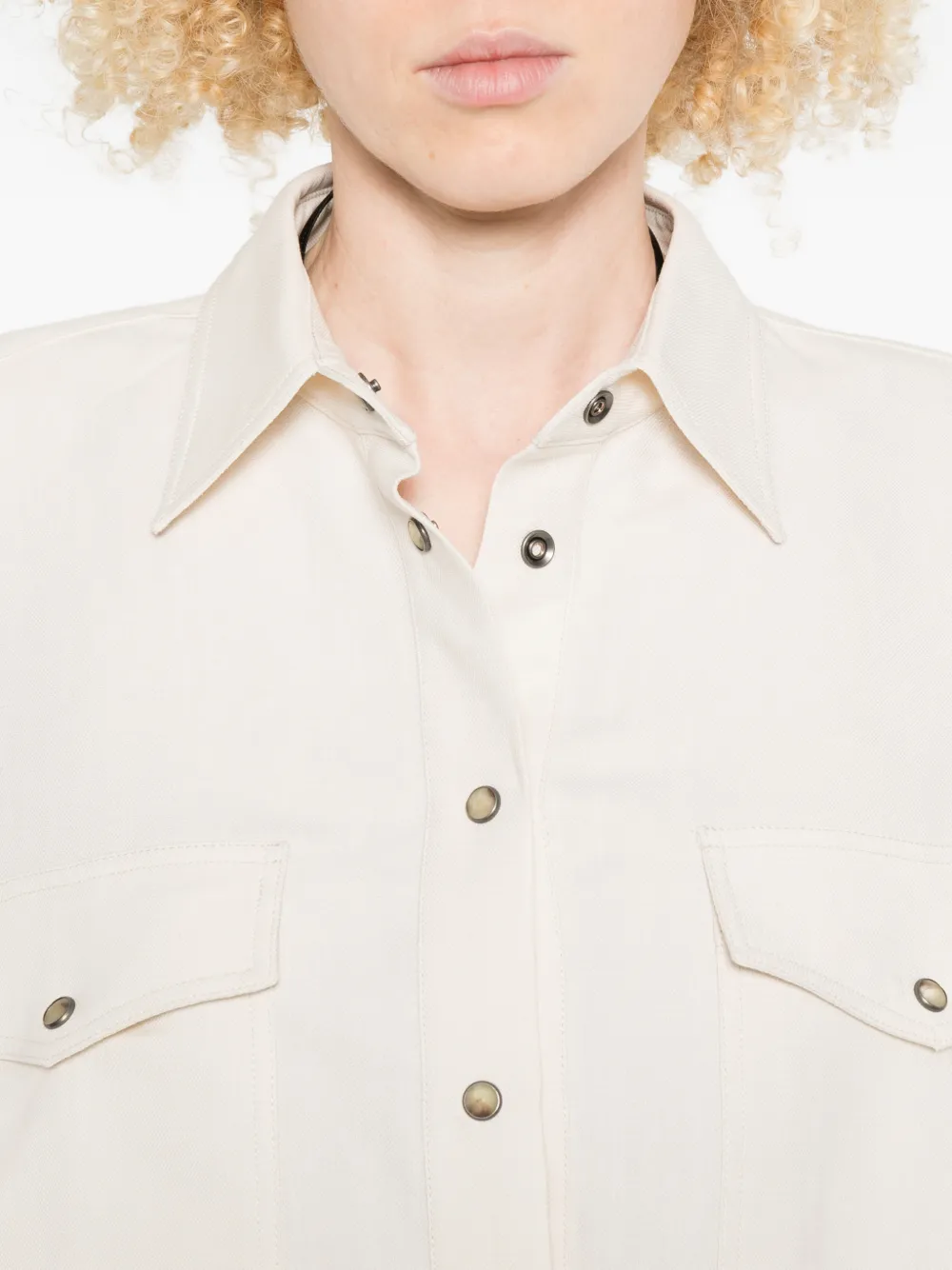 Brunello Cucinelli Blouse met klepzak en trekkoord Beige