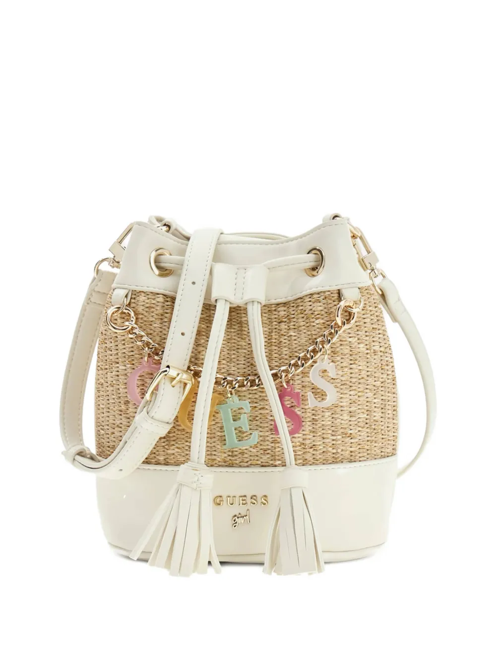 guess kids tassel-detail chain-embellished bucket bag - Toni neutri