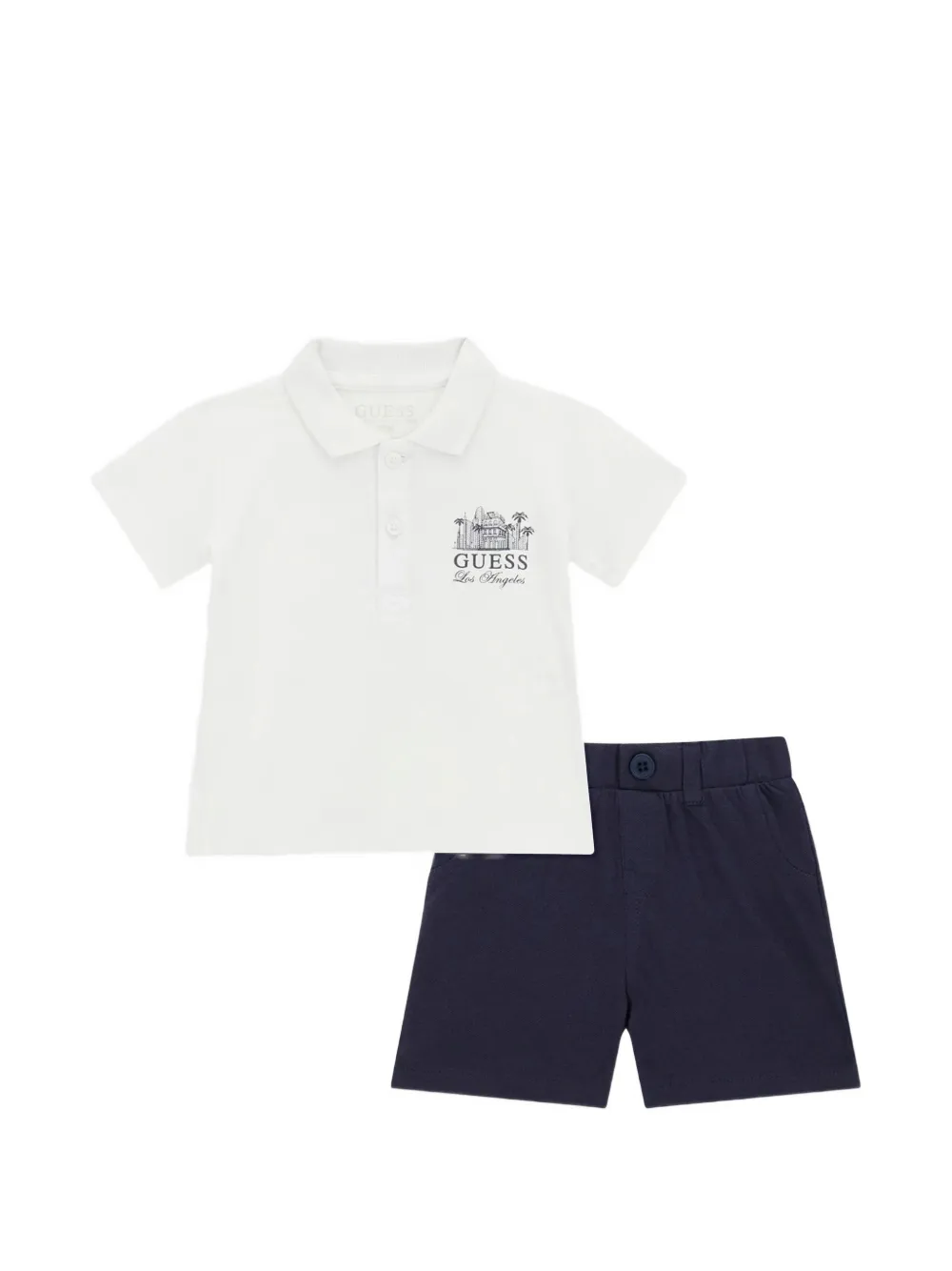 guess kids buttoned polo and shorts set - Blu