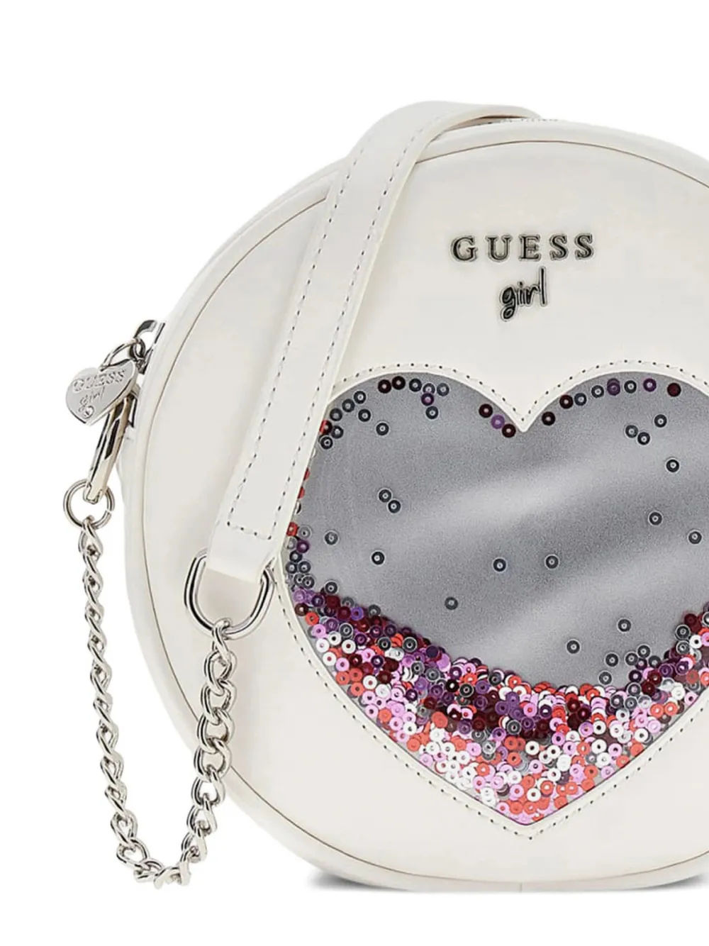  Guess Kids Heart-shape Sequin-embellished Circular Bag - White 
