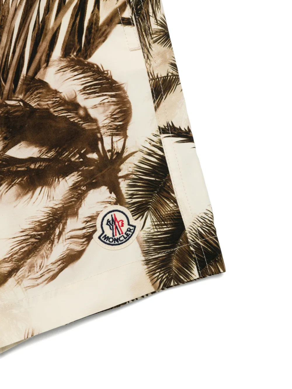 Moncler Palm Tree-print Swim Shorts - Neutrals 