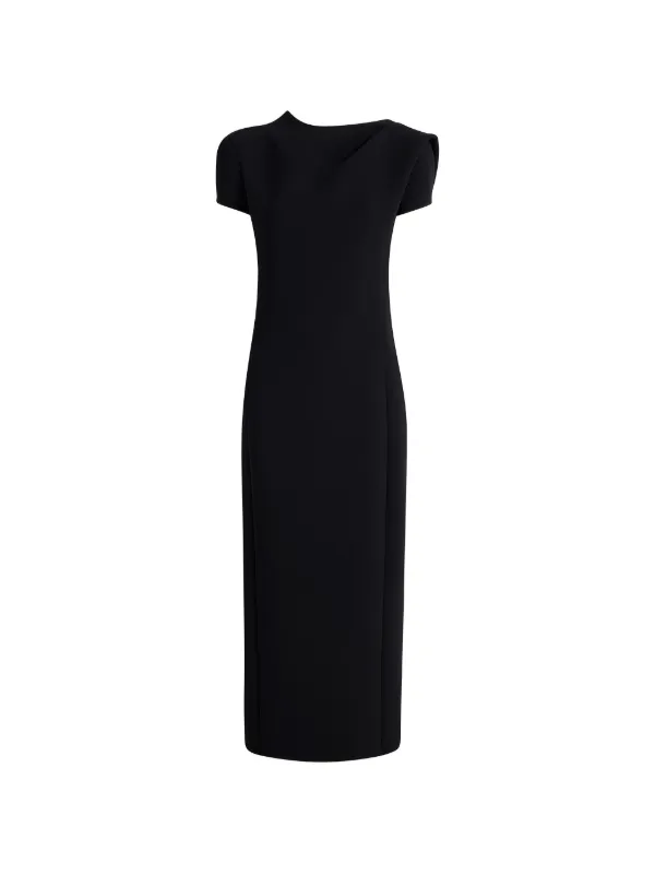 Khaite Iryl Short Sleeve Midi Dress in Black